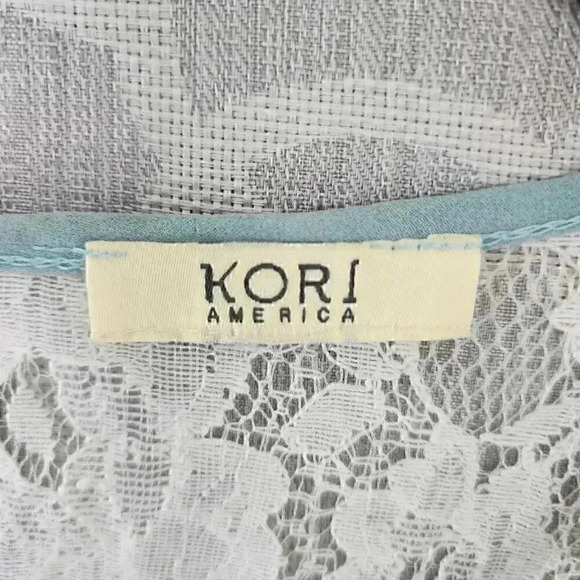 Kori Round Neck Lace Floral Long Sleeve Chiffon Tunic Dress M - Picture 5 of 13